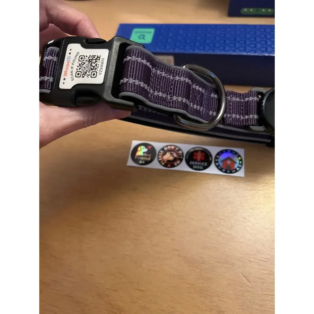 New WhoseID Anti-Lost AirTag Pet Dog Collar For Apple Phone Dark Purple Size XL